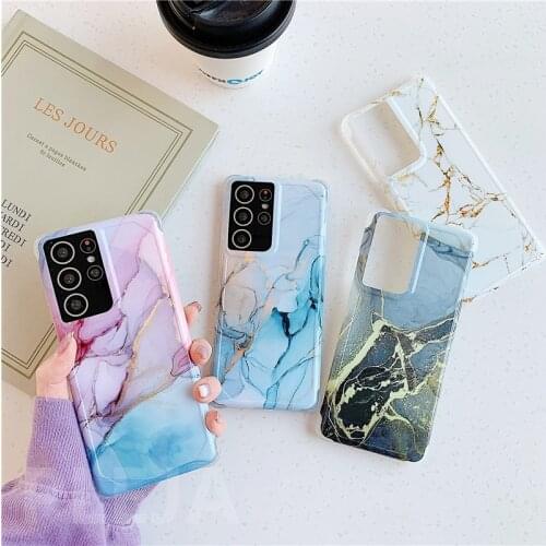 Luxury Flow Gilding Marble Soft Phone Case for Samsung Galaxy S20 FE S21 S10 Plus Note 10 20 Ultra A51 A71 A50 A10 A20 Cover
