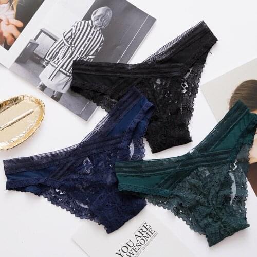 Sexy Women Panties Lace Briefs Seamless G String Girls Transparent Underwear Hollow Out Thin Thong Exotic Girls Intimates