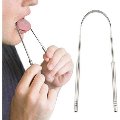 Tongue Scraper Stainless Steel Tongue Scraper Cleaner Fresh Breath Cleaning Coated Tongue Toothbrush Dental Oral Hygiene