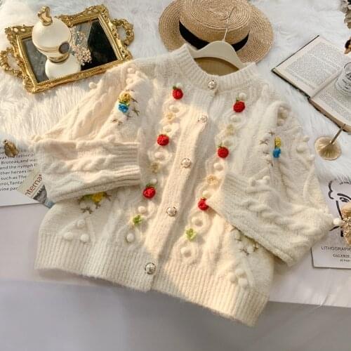 Retro twist sweater 2021 new womens outer wear loose lazy style fashion sweater cardigan japanese mori girl flower cardigan