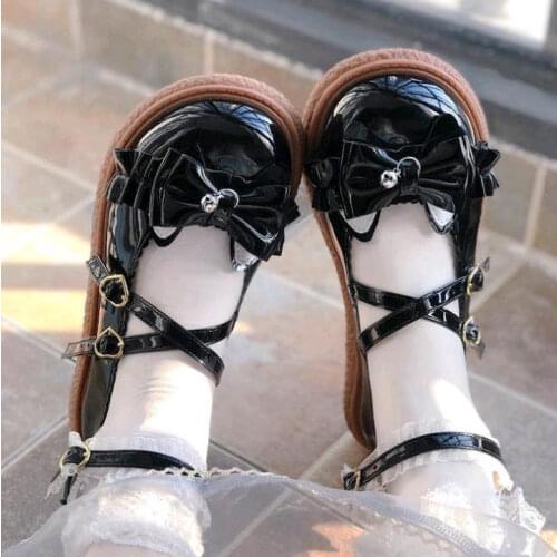 Round head low heel student Lolita shoes children 2021 summer new Japanese British style cute bow single shoes