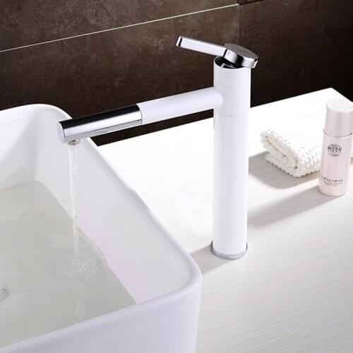 High Quality 360 Degree Rotation Spout White Bathroom Faucet Hot/Cold Basin Faucet White For Art Basin