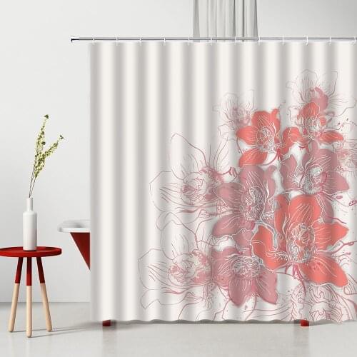 Bathroom Shower Curtains Hand Painted Flower Waterproof Photography Background Household Products Polyester Fabric