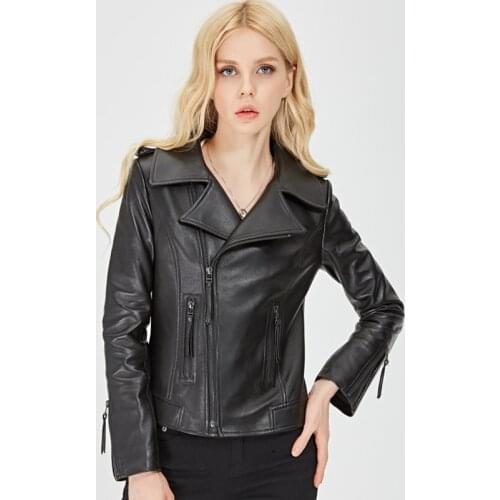 Office Lady Real Leather Motorcycle Jacket Women 100% Sheepskin Slim Short Large Size 5XL Genuine Leather Coat Jaqueta De Couro
