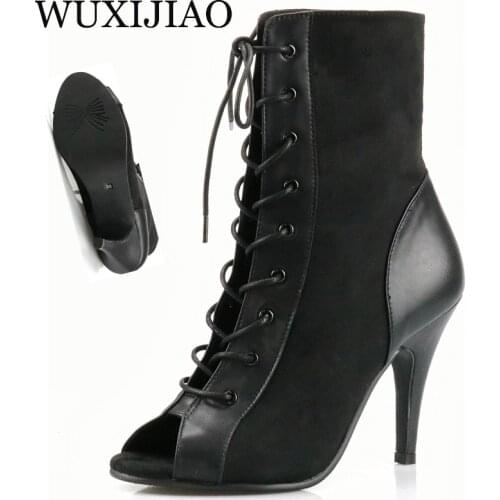 WUXIJIAO Dance boots womens adult high-heeled manufacturers custom-made modern steel pipe Latin ballroom dance boots hard sole