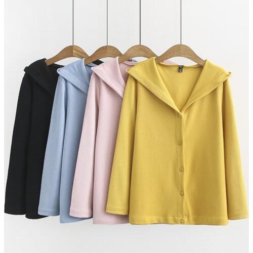 Knitted Cardigan Women New 2020 Spring Autumn Long Sleeve V-Neck Hooded Womens Sweater Coat Female Single Button Pull Coat 4XL