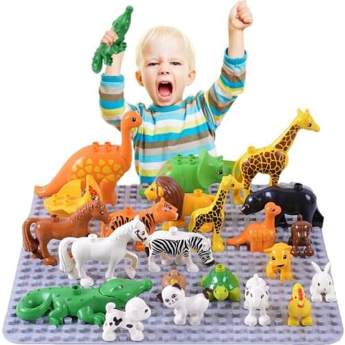 1Pcs Classic Toy Big Building Block Set Animal Bricks Educational Model Gift Toys For Kid Baby Children Compatible With Duploe