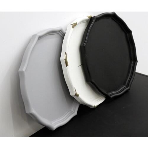 1Pc Vintage Wooden Tray Desktop Decorative Tea Snack Fruit Makeup Jewelry Display Storage Plate