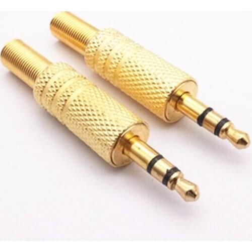 10pcs gold plated 3.5mm plug RCA Audio Connector RCA audio plug 3.5 jack Stereo Headset Dual Track Headphone