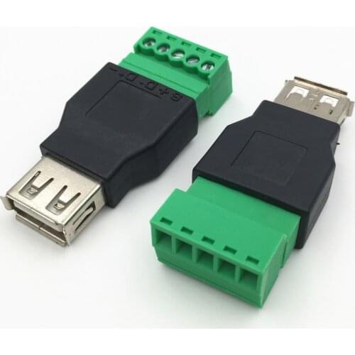 10Pcs USB 2.0 A Male Female to 5 Pin Screw Connector USB Jack with Shield USB2.0 Type to Screw Terminal Plug