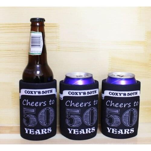 100pcs Black Neoprene Stubby Holders Custom Logo Printed Beer Cooler Bags Insulated Beer Bottle Sleeve Cover For Wedding Gifts