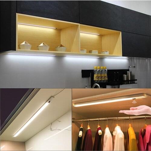 3 Color USB Powered Smart LED Kitchen Light Hand Sweep Sensor Lamp Backlight for Cabinet Wardrobes Drawer 30/40/50cm Flash Parts