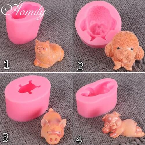 Aomily 3D Animal Cat Dog Pig Cake Mold Cake Decoration Baking Pastry Chocolate Candy Jelly Cake Mould Kitchen Silicone Mold