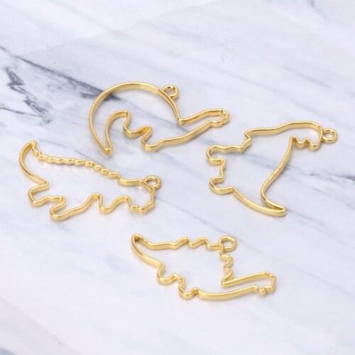 4-piece set of DIY cartoon dinosaur blank resin frame pendant accessories open package set jewelry making accessories