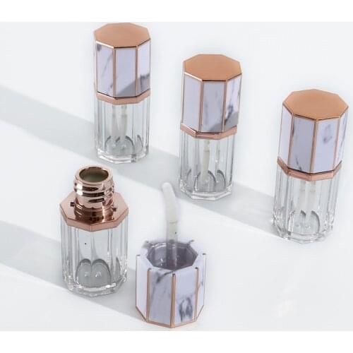 4ml Octagonal Marble Pattern Plastic Lip Gloss Empty Tube Cosmetic Lipgloss Packaging Container