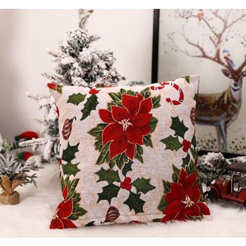 45cm Pillowcase Christmas Cushion Red Sofa Cover Christmas Decor For Home Polyester Pillowcase Printed Cushion