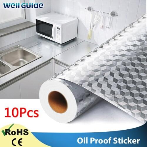 60cmx10Meter Wall paper Oil and Water Proof Wall Stickers DIY Resistant Kitchen Bar Desktop Home Decoration Marble Pattern 10M