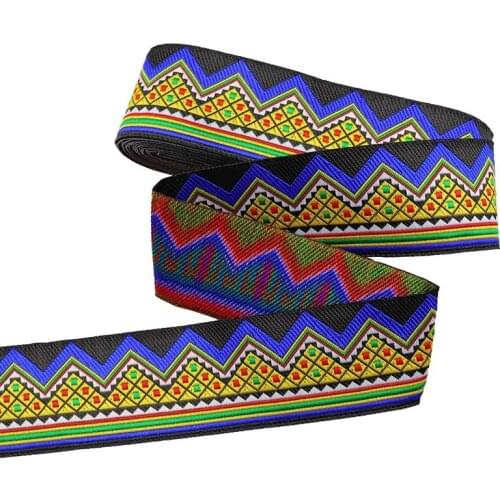 7 Meters 50mm Vintage Ethnic Embroidery Lace Ribbons Geometric Pattern Woven Lace Trim DIY Curtain Clothing Sewing Ribbon Fabric