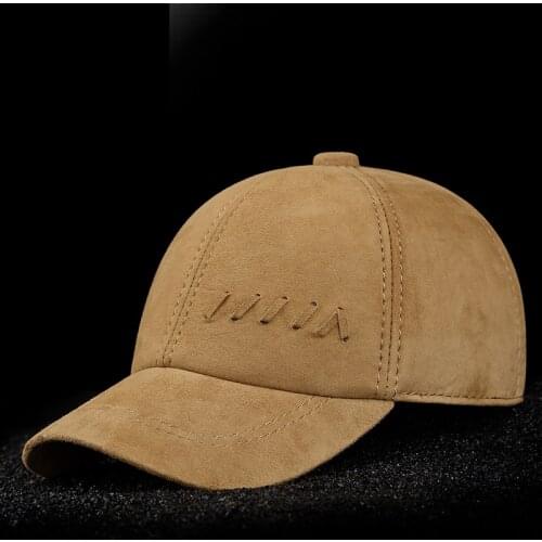 Spring Genuine Leather Suede Baseball Caps Man Middle-Aged Outdoor Leisure Warm Hat Male Coffee Trucker Golf Adjustable Gorra