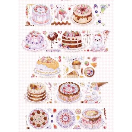 Big Size Lovely Pink Cake PET Tape for Bullet Journal Card Making DIY Scrapbooking Decorative Sticker