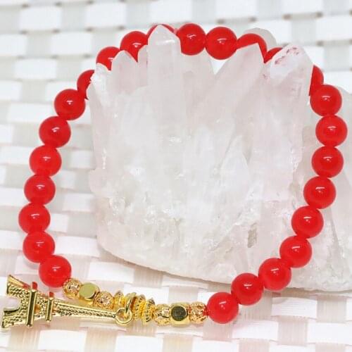 9 style natural stone dyed red chalcedony jades 6mm 8mm round beads strand bracelets bangle women pendant jewelry 7.5inch B1932