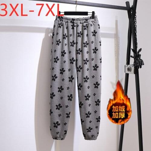 New Ladies Autumn Winter Plus Size Pants For Women Large Loose Wool Liner Thick Keep Warm Wide Leg Trousers 3XL 4XL 5XL 6XL 7XL