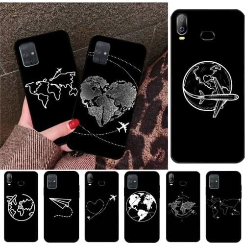 Airplane map line design Phone Case For Samsung Galaxy A21S A01 A11 A31 A81 A10 A20E A30 A40 A50 A70 A80 A71 A51