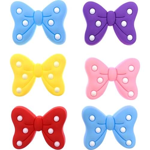 10PCS Mix Cute Bow Tie Components Cartoon Trinkets PVC Flat Back Accessories For DIY Scrapbook Phone Case Jewelry