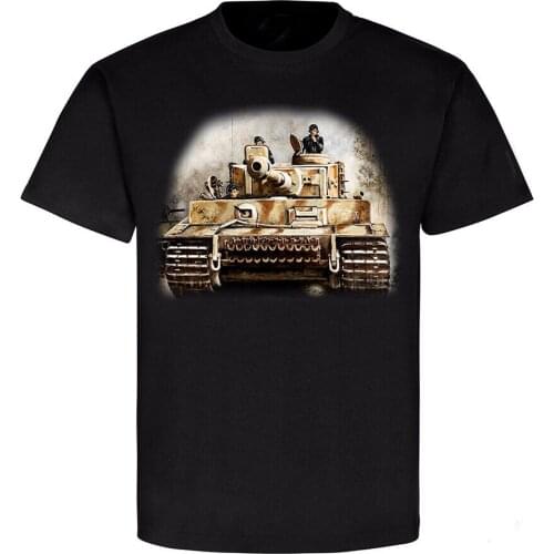 Wehrmacht Panzer Armored Troops Tiger Carius Tank Painting Art T-Shirt. Summer Cotton Short Sleeve O-Neck Mens T Shirt New S-3XL