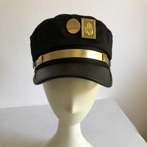 Anime JoJos Bizarre Adventure Cosplay Cap Jotaro Kujo Joseph Hat Army Military JOJO Caps Hats Badges Animation Around Props