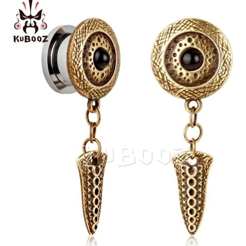 NEW arrival hot fashion stainless steel Bronze vintage pendant ear plugs body jewelry tunnels pair selling 2pcs/lot