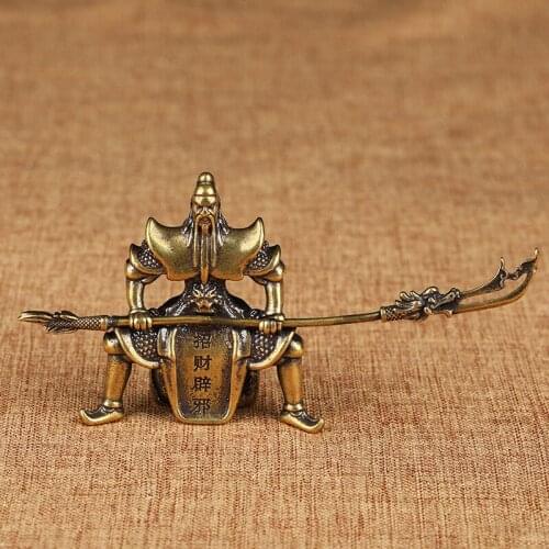 Brass Chinese God of Wealth Riding Horse Guan Gong Statue Home Decoration Accessories Copper Office Desk Decor Buddha Ornaments