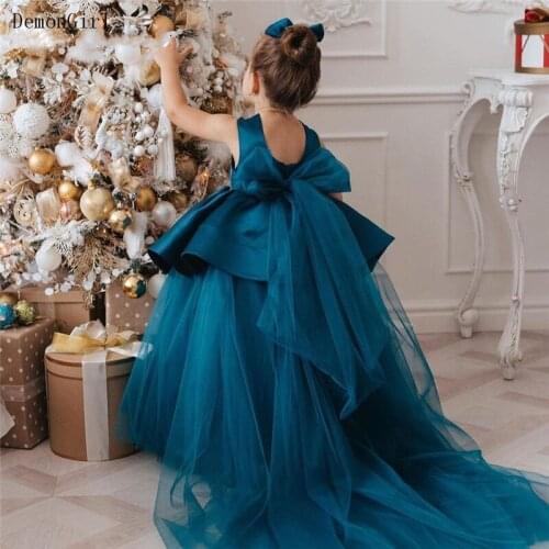 Layers Tulle Puffy Baby Girl Birthday Party Dresses Satin Bow Kid Princess Prom Wedding Party Christmas Dress Special Occasion