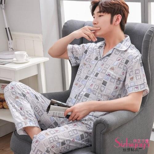 Fashion Men Sleepwear Sexy Mansleepwear Mens Pyjama Mens Cotton Pajama Men Pajamas Sets