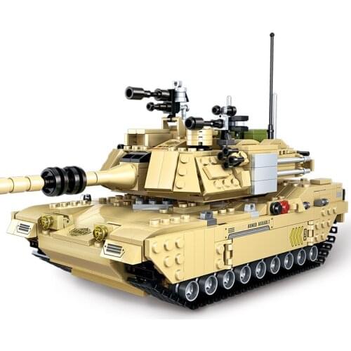 6 In 1 Toy Sets 929PCS M1A2 Main Battle Tank Building Blocks Military WW2 Soldier Figures Model Vehicle Bricks Toys for Boys