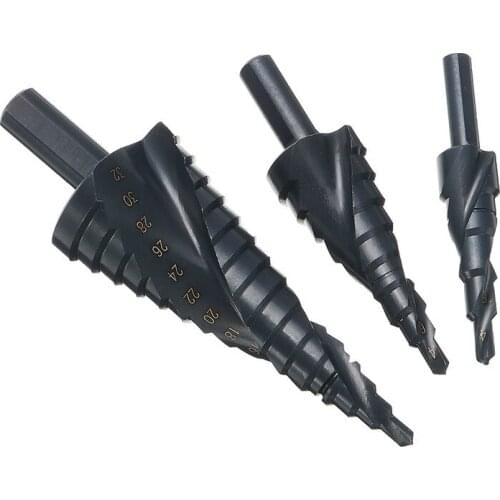 3pcs/Set 4-12/20/32mm HSS Titanium Step Drill Bits Set High Speed Steel Spiral Grooved Shank Hole Cutter Power Tools Kits