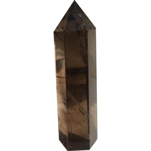 Natural Smoke crystal Hexagonal Column Quartz Point Healing Wand Mineral Crystal Home Decoration Stone Study Room Decoration