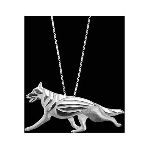 German Shepherd dog movement jewelry pendant necklace women gold silver walk animal