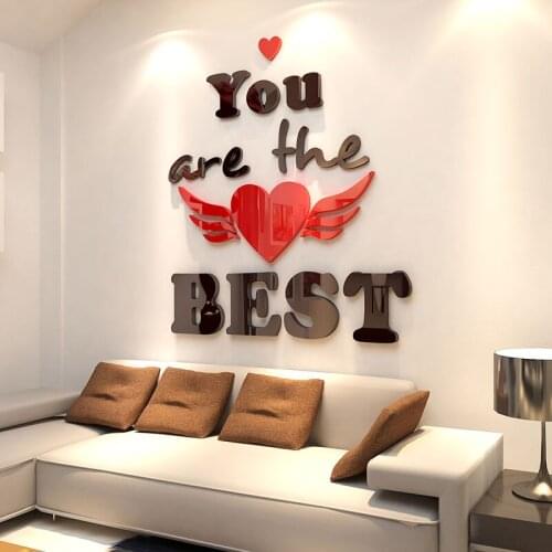 New Romantic Creative 3d wall stickers living room bedroom Decoration Stickers Office background wall decor Acrylic Wall Sticker