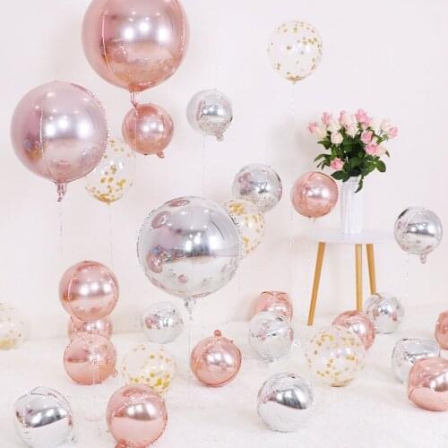 6pcs Gold/Rose/sliver 4D Balloon Large/Mini Round Sphere Foil Balloons Birthday Party Wedding Baby Shower Decoration Background