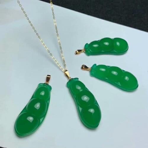 SHILOVEM 18k yellow gold natural green chalcedony pendants none necklace ethnic new wholesale Fine women gift mymz1332666ys