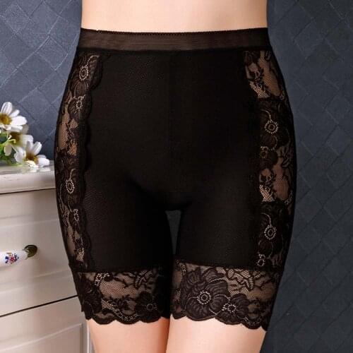 NEW High Waist Stretch Shorts Summer Seamless Lace Safety Short Pants Females Briefs Slimming Flower For Woman Lingerie