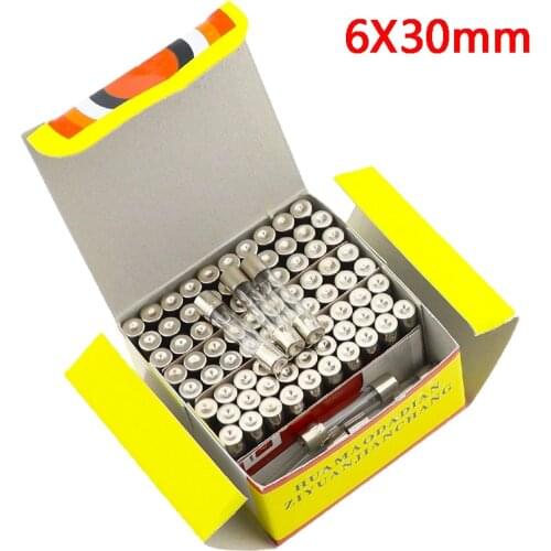 100 Pieces 6*30mm Glass Fuse Tube Fuse 6x30mm Fast Fusing 250V 0.5A 1A 2A 3A 4A 5A 6A 8A 10A 12A 15A 20A 25A 30A 6X30