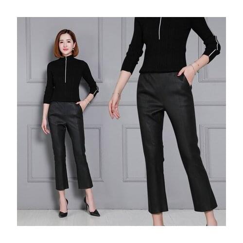 Top brand High 2020 Women Waist Slim Sheepskin Print Pants KP22 high quality