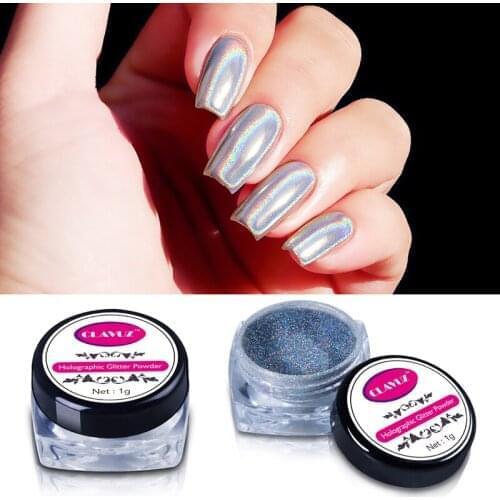 2g Magic Mirror Chrome Glitter Powder Metallic Nail Powder Manicure Pigments with Sponge Stick Nail Art Tools Kit