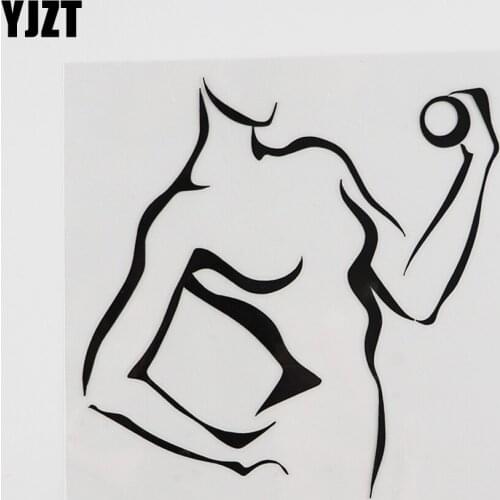 YJZT 12.6CMX12.1CM Girl Fitness Gym Healthy Lifestyle Decal Vinyl Car Sticker Black/Silver 8A-0230