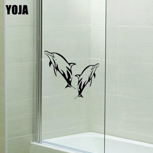 YOJA 26x29.4CM（One Group）Cute Dolphin Bathroom Decal Decor Home Bedroom Kitchen Wall Sticker G2-0461
