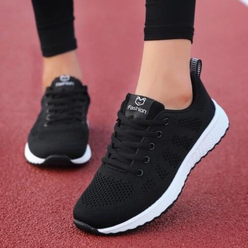 2021 New Sneakers Women Shoes Flats Fashion Casual Ladies Shoes Woman Lace-Up Mesh Breathable Female Sneakers Zapatillas Mujer