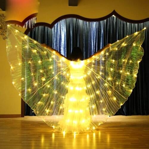 Women LED Light Isis Wings Bright And Stunning Belly Dancing Costumes 360 Degree Sticks Dancing Supplies Props 4 colors changed