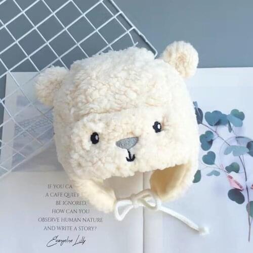Winter Baby Bomber Hats Boys Girls Cartoon Lamb Modeling Plush Caps Thicken Windproof Ear Protective Warm Hat Baby Gift 4 Colors